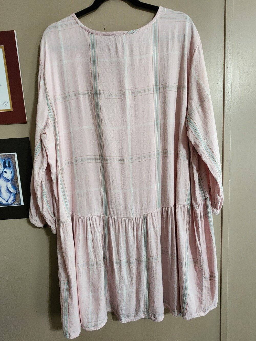 Boho Babydoll Tunic Top‎ | Plaid Button Front Blouse | True Craft | 0X - Picture 7 of 7